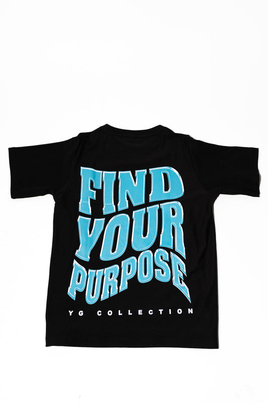 FIND YOUR PURPOSE - BLACK/TURQUOISE SHIRT